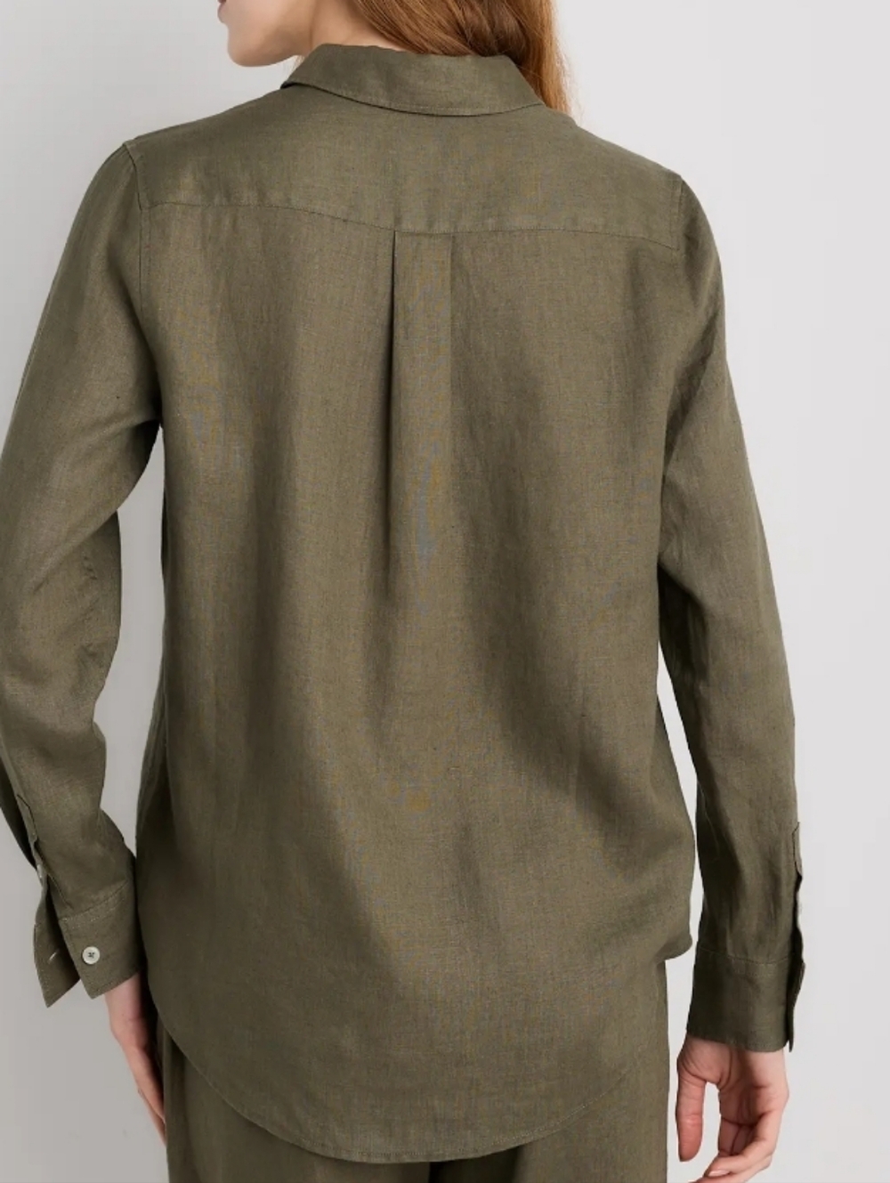 Quince Womens 100% European Linen Long Sleeve Shirt Olive Green Size Large - Picture 2 of 9